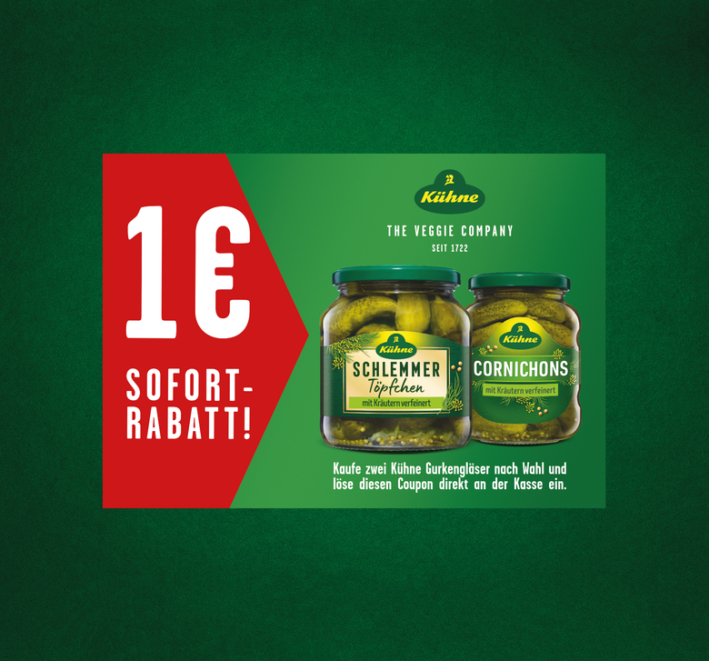 Gurken Couponing Rabatt | © Copyright: Carl Kühne Gurken Couponing Rabatt | © Copyright: Carl Kühne