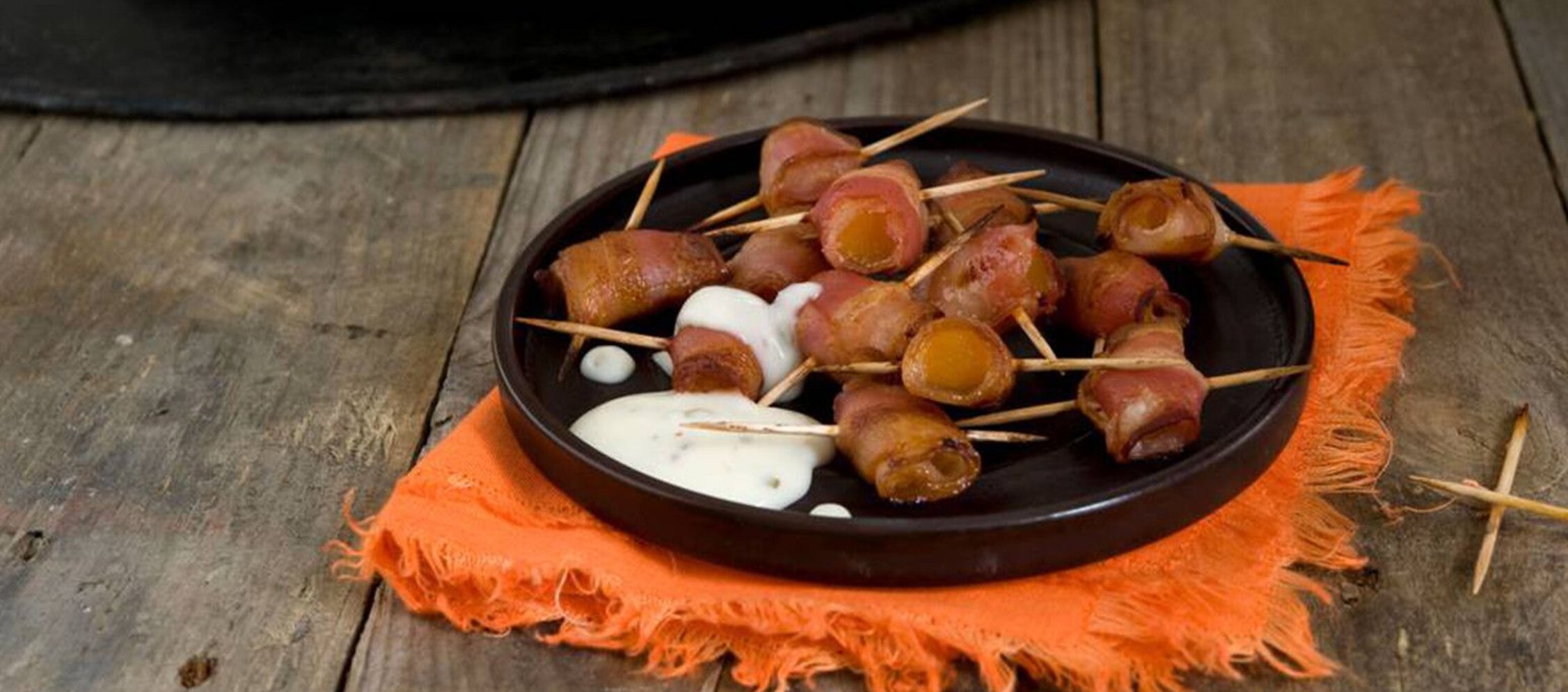 Rezept Kürbis-Speck-Päckchen mit Knoblauch-Dip