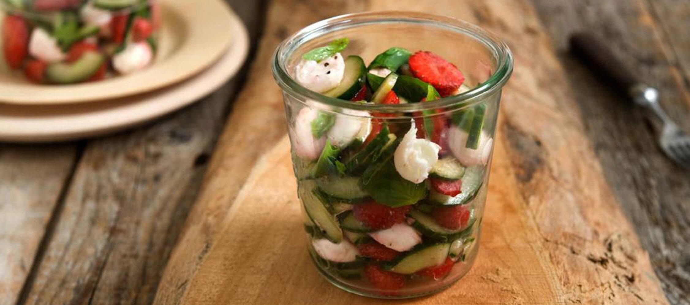 Rezept Gurken-Mozzarella Salat mit Erdbeeren