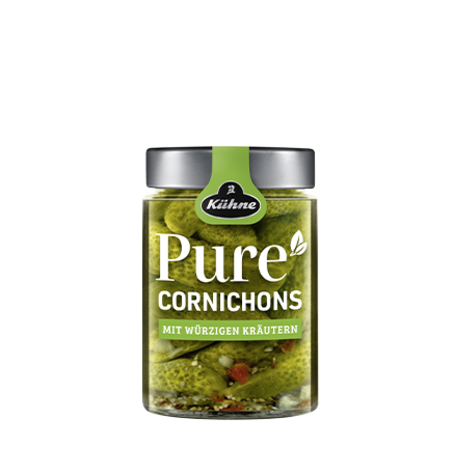 Pure Cornichons mit würzigen Kräutern